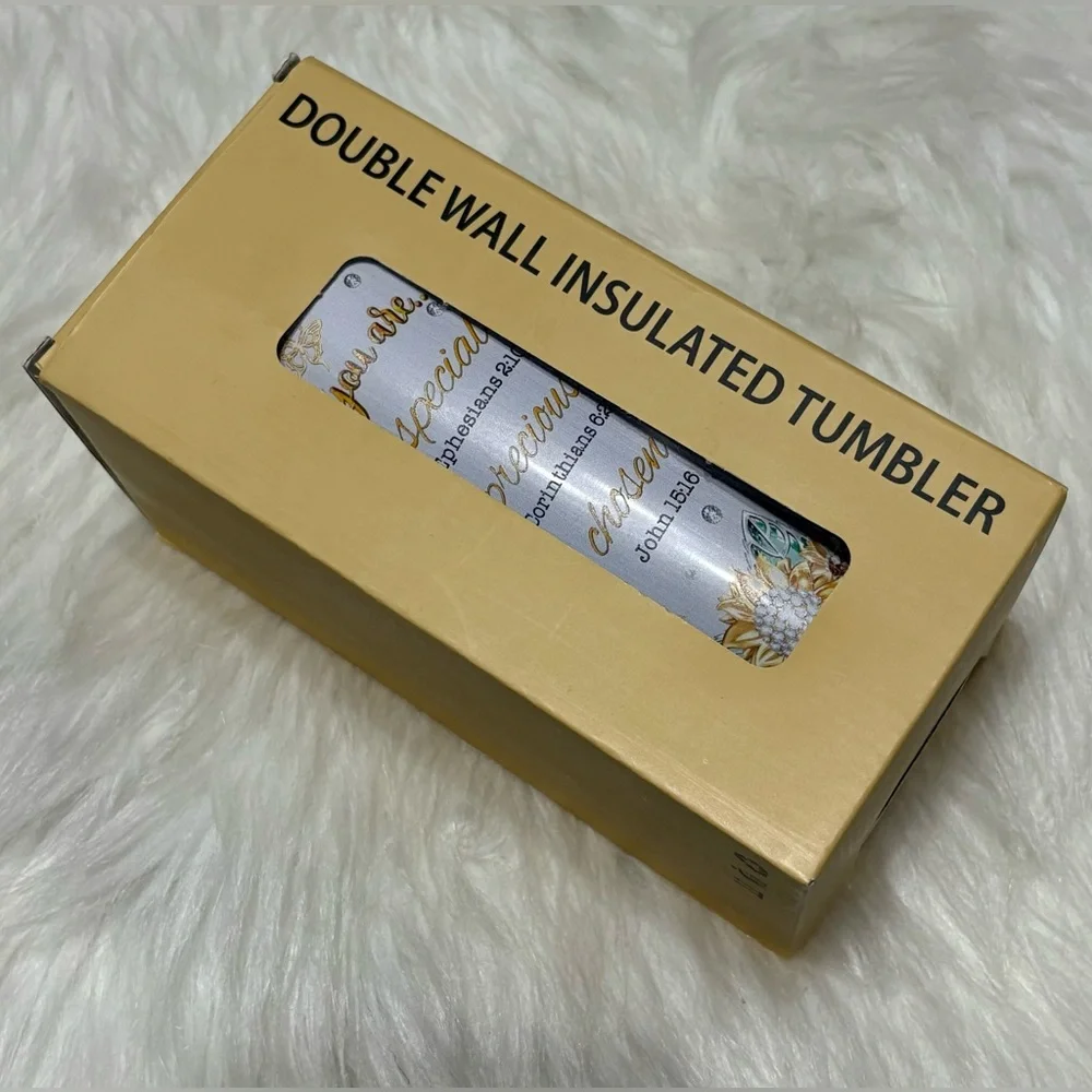 New! Beautiful Double Wall Insulated Sunflower Christian Tumbler - Picture 1 of 4